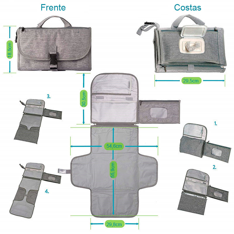 Trocador Portátil com Porta Lenço e Fralda